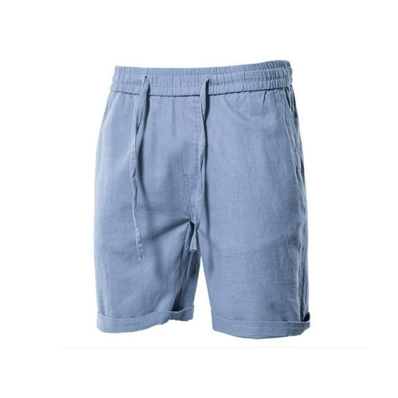 Men's Summer Solid Color Casual Fashion Cotton And Linen Shorts Basic Business Beach Pants