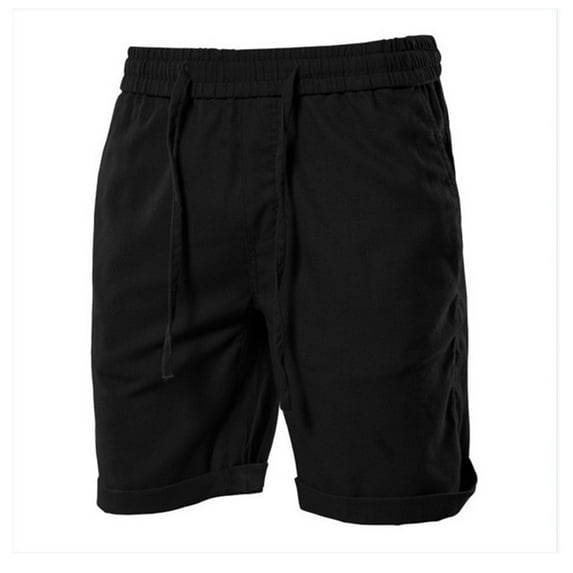 Men's Summer Solid Color Casual Fashion Cotton And Linen Shorts Basic Business Beach Pants