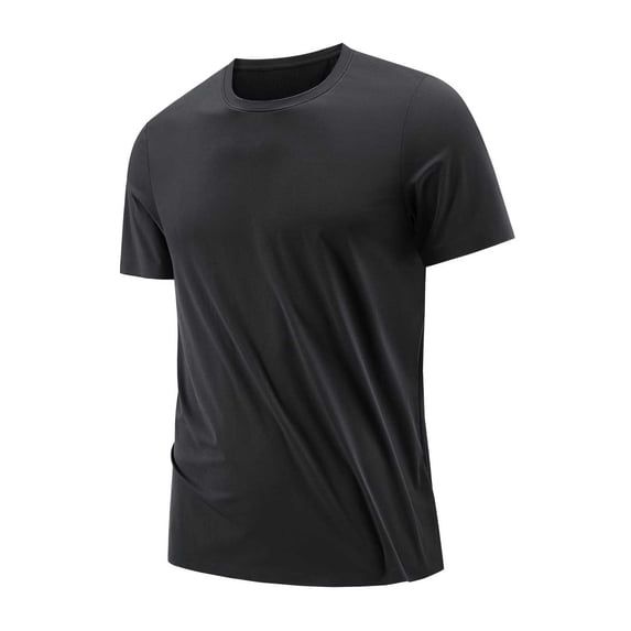 Men's Summer Solid Color Ice Silk T-Shirt Round Neck, Quick Drying, Lightweight, Skin friendly, Suitable for Multiple Occasions in Various Sizes