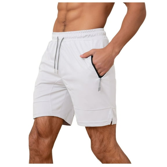 Men's Summer Solid Color Shorts - Tie Suit Design, 5/4 Length, Polyester/Linen, Zipper Pockets, Machine Wash Cold