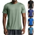 thumbnail image 1 of Men's Summer Solid Color Sport Training Shirts T-Shirts Round Neck Short Sleeve Loose Fit Casual Daily Gym Workout Fitness Outfits | AESTIVO,Blue XL, 1 of 8