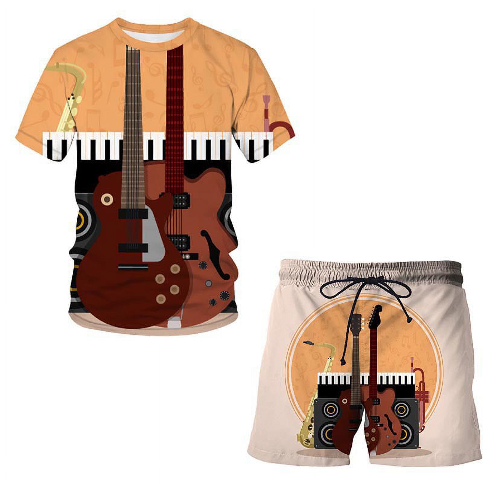 Men's Summer Sports Suit Tracksuits for Men 2 Piece Music 3D Digital ...