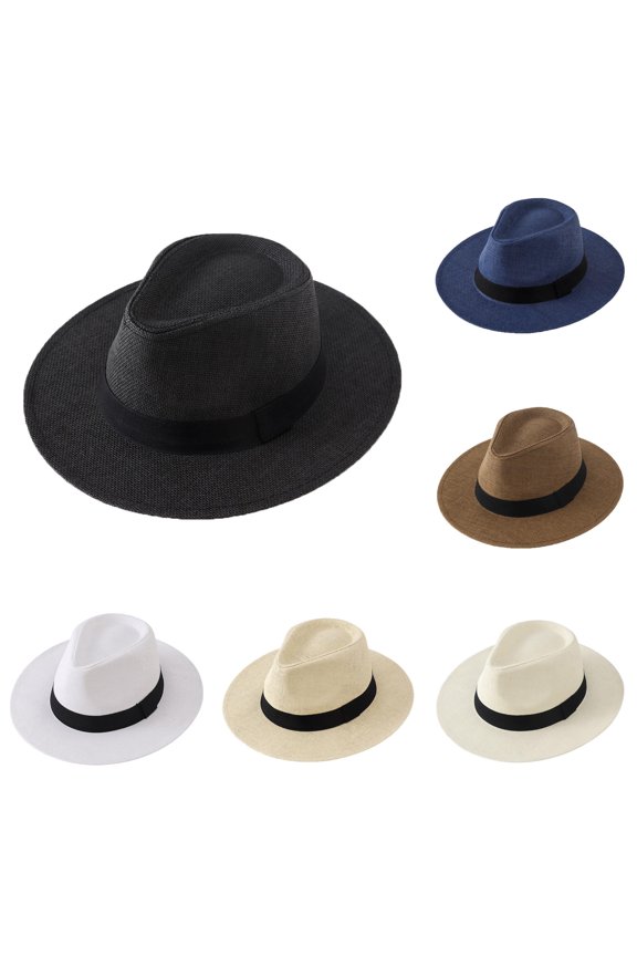 Men's Summer Sun Hat Wide Brim Straw Cowboy Hat Breathable Beach Hat for Outdoor Travel Fishing Gardening Women's Fedora Hats for Summer