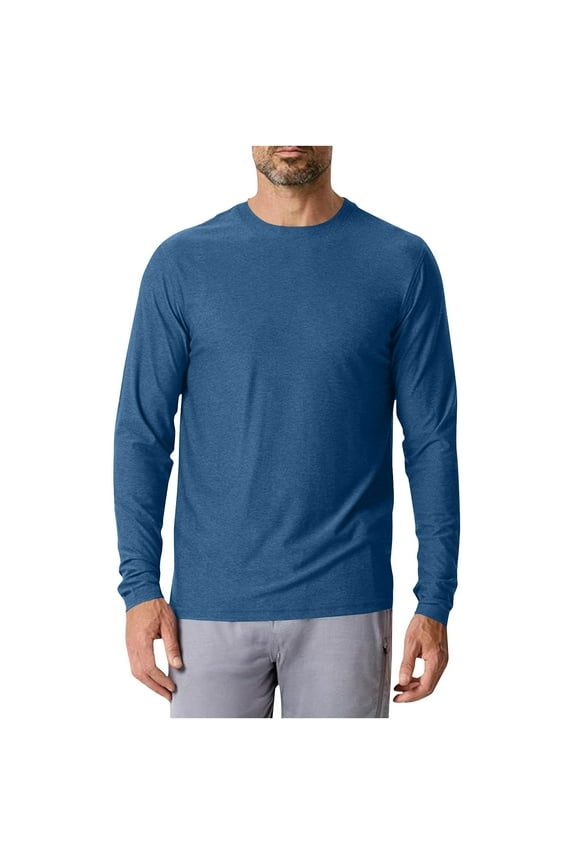 Men's Summer Sun Proof Long Sleeve T-Shirts Lightweight Super Soft Athletic Crew Neck Tees for Running Lounging Casual Workout