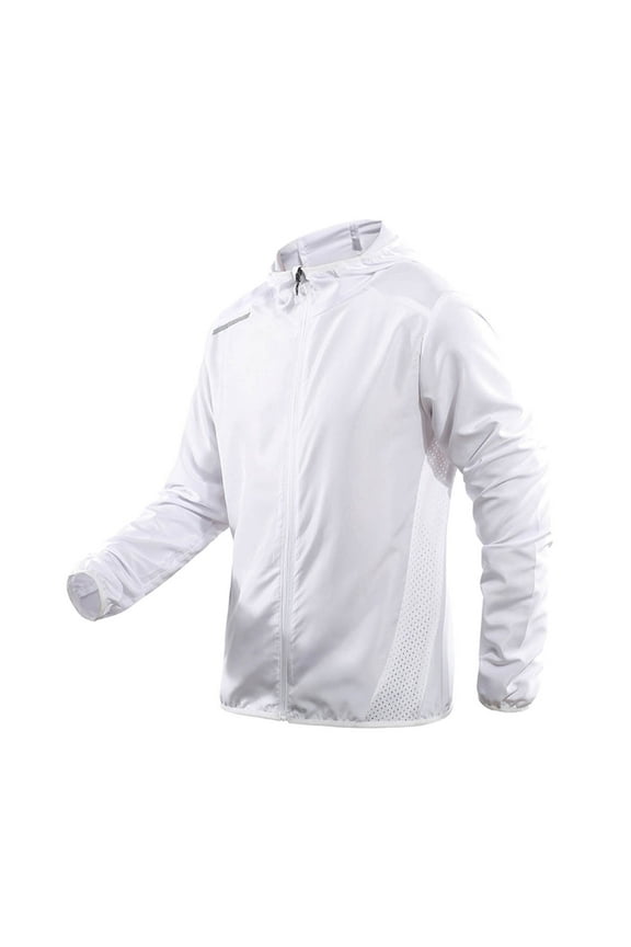 Men's Summer Sun Protection Clothing Lightweight Slim Breathable Mesh Hooded Shirts Hiking Jogging Outdoor Sport Windbreaker
