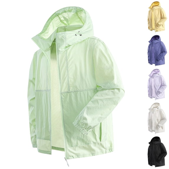 Men's Summer Sun Protection Hooded Jacket Ice Silk Cooling Long Sleeve Top Casual Fishing Hiking Travel Outdoor Windbreaker Solid Color | AESTIVO,Beige L