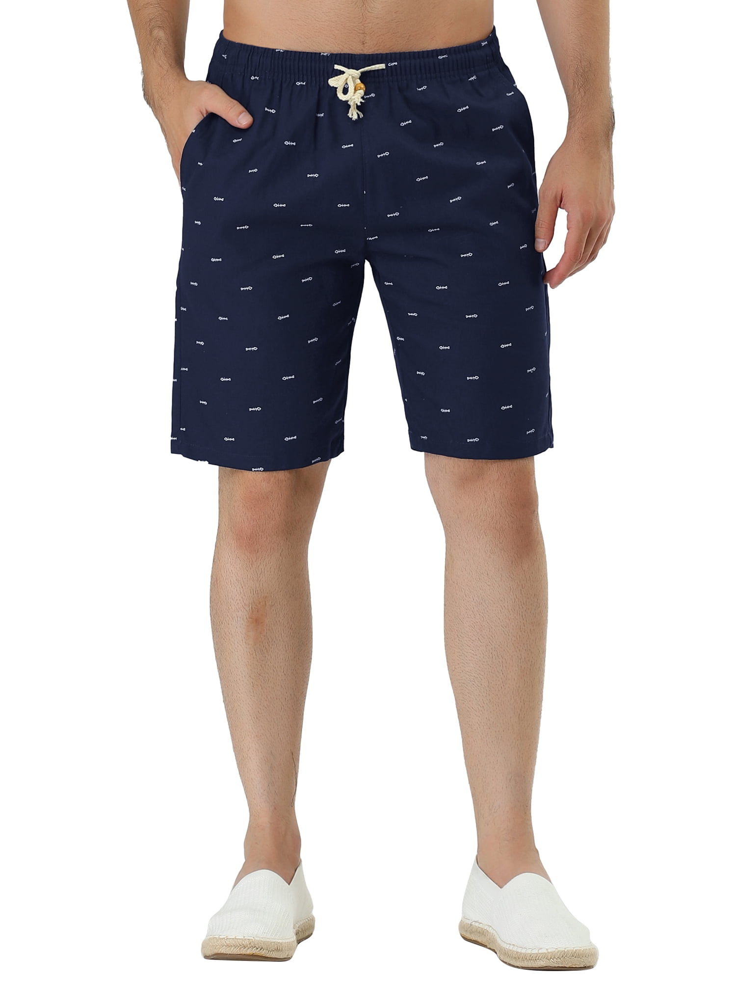 Men's Summer Swim Elastic Waistband Drawstring Patterned Beach Board Shorts