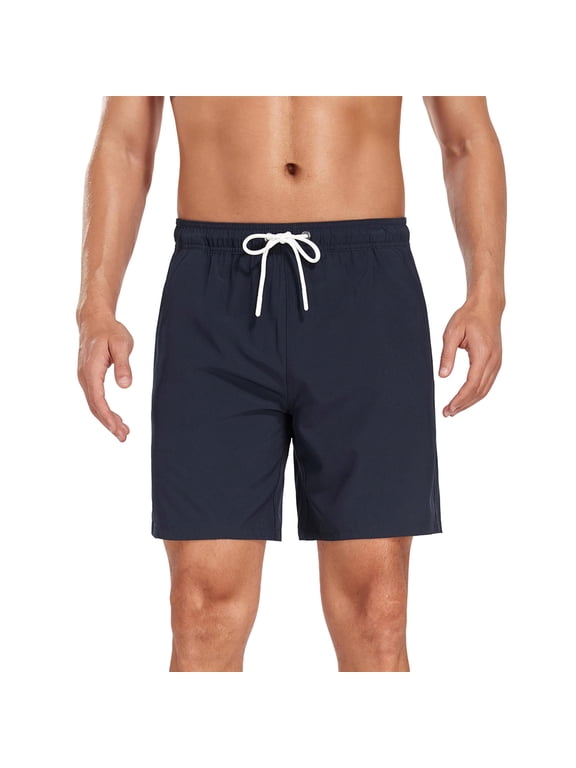 Men's Summer Swim Trunks Shorts Loose Fits Elastic Waist Drawstring Quickly Dry Beach Short Mens Casual Solid Plus Size Baggy Lightweight Comfy Board Short
