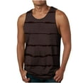 thumbnail image 1 of Men's Summer Tank Top Striped Quick Dry Workout Gym Muscle Tee Fitness Regular-Fit Sleeveless T Shirt Plus Size (5X-Large, Brown), 1 of 4