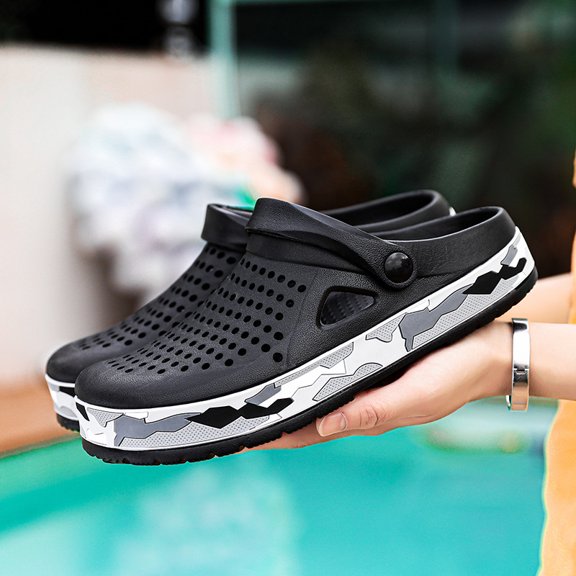 Men's Summer Thick-Sole Non-Slip Quick-Drying Clogs - Waterproof Slide Slippers with Comfortable Arch Support, Durable Outdoor Design