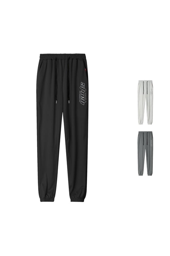Men's Summer Thin Ice Silk Quick Drying Ice Cool Slacks Air Conditioned Harlan Harbor Style Cargo Sports Leggings Pants for Men Zipper L