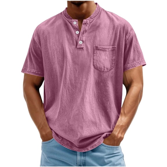 Men’s Summer Tops,Men’s Short Sleeve Solid Color V Neck Scrub Shirts Casual Soft Smooth Blouses