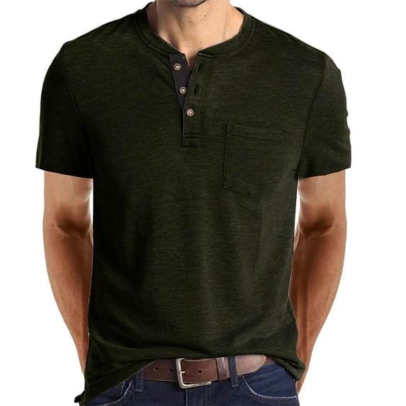 Men's Summer Tops Short Sleeve Crew Neck Button T Shirts Casual Workout Basic Tees Clothes Pullover Outfits