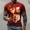 thumbnail image 1 of Men's Summer Tops under $5 Short Sleeve Crew Neck Muscle Print Casual Graphic Tee Shirt Wine M, 1 of 6