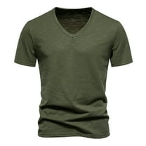 Men's Summer V Neck T-Shirt Casual Short Sleeve Slim Fit Pullover Muscle Tee Shirts Sports Baseball Jersey Tops