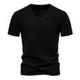 thumbnail image 1 of Men's Summer V Neck T-Shirt Casual Short Sleeve Slim Fit Pullover Muscle Tee Shirts Sports Baseball Jersey Tops, 1 of 5