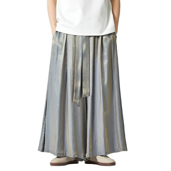 Men's Summer Wide Leg Casual Pants Gradient Pattern Loose Skirt Style Comfortable Breathable Lightweight Fashionable Streetwear Men's Dress Pants Slim Fit Wide Leg Summer Casual