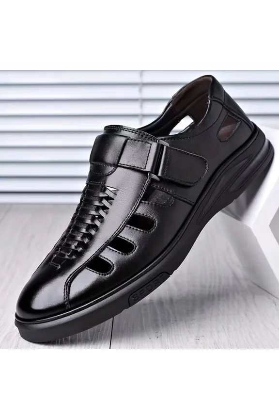 Men's Summer Working Business Dress Sandals Huaraches Para Hombres Fisherman Synthetic Leather Walking Office Breathable Sandals