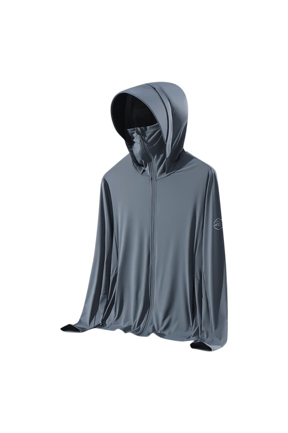 Men's Sun Defense Shirts Sun Protection Hoodie UPF 50+ Long Sleeve UV Spf Tee Shirts Front Zipper Athletic Stretch Quick Dry Blouses Rash Guard Comfort Casual Tops Fishing Golf Gym Outfits