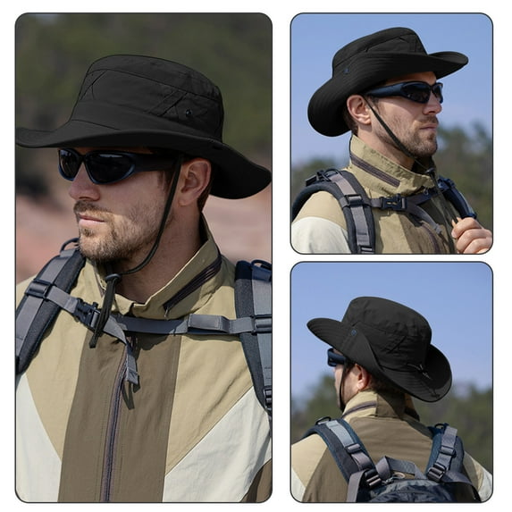 Mens Sun Hat, Outdoor Fishing Hat, Breathable Mountaineering Cap, Protection Quick-Dry, Wide Brim Design, For Hiking & Fishing, Adjustable Fit, Lightweight, Comfortable Sunshade UKHBMC