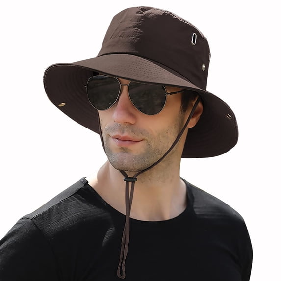Men's Sun Hat with Wide Brim, Waterproof, Hiking Hunting Fishing Hat, UPF 50+