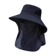 thumbnail image 1 of Men's Sun Protection Boonie Hat with Removable Face Mask Neck Flap, Breathable Waterproof Quick Dry Nylon Adjustable Windproof Design for Hiking Fishing Camping Gardening,Navy, 1 of 5