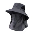 thumbnail image 1 of Men's Sun Protection Boonie Hat with Removable Face Mask Neck Flap, Breathable Waterproof Quick Dry Nylon Adjustable Windproof Design for Hiking Fishing Camping Gardening,Dark Gray, 1 of 4