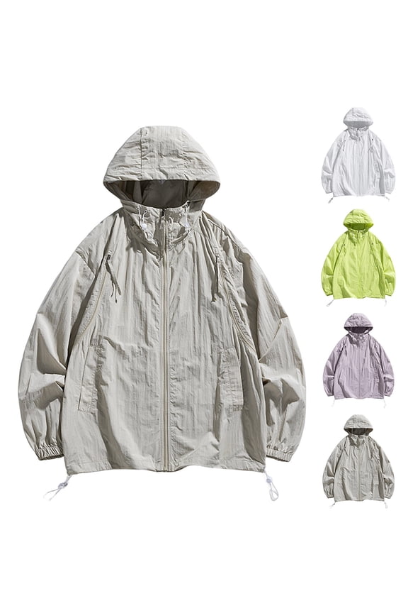 Men's Sun Protection Hooded Jacket Coat Windbreaker with Zipper Pockets Long Sleeve Casual Outdoor Wear for Hiking Fishing Beach Vacation Golf | Ihhxva,Green 2XL