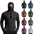 thumbnail image 1 of Men's Sun Protection Hoodie with Built-in Face Mask and Long Sleeves Featuring Ice Silk Fabric in Black Blue Brown Green for Summer Fishing Hiking Cycling or Outdoor Work Hot Pink XXL, 1 of 5
