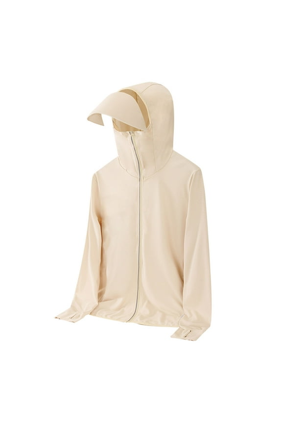 Men's Sun Protection Hoodie Jacke with Mask & Visor UPF 50+ Long Sleeve Sun Shirts Rash Guard Fishing Hiking Shirts