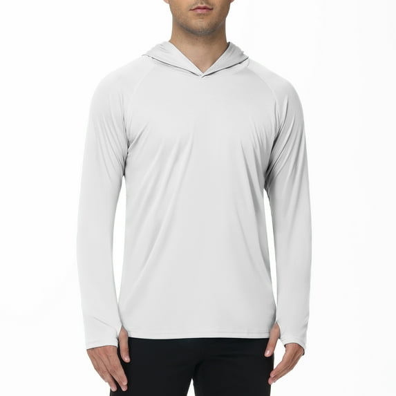 Men's Sun Protection Hoodie Rash Guard Shirts Long Sleeve UPF 50+ Swim Fishing Shirt with Hood Lightweight UV SPF