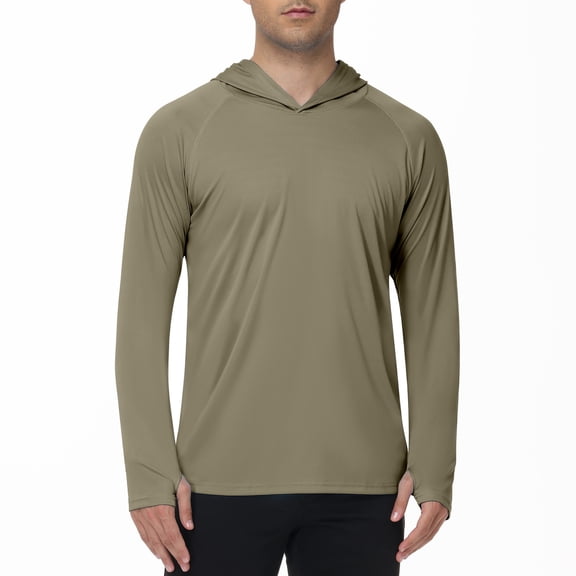 Men's Sun Protection Hoodie Rash Guard Shirts Long Sleeve UPF 50  Swim Fishing Shirt with Hood Lightweight UV SPF