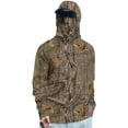 thumbnail image 1 of Men's Sun Protection Hoodie Shirt Hooded UPF 50+ Long Sleeve Fishing Shirt Face Mask UV Rash Guard 2XL Army Green, 1 of 4