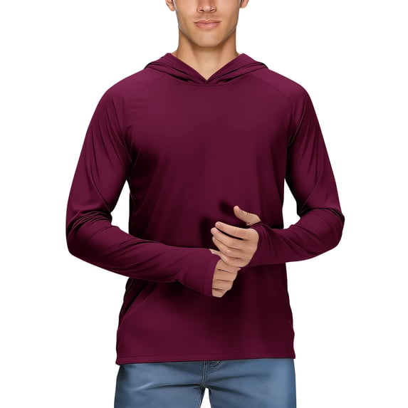 Men's Sun Protection Hoodie Shirt UPF 50+ Long Sleeve Shirt Uv Spf Performance Athletic Fishing Swimming Lightweight Hoodie with Hood Quick Dry T Shirts Rash Guards@100