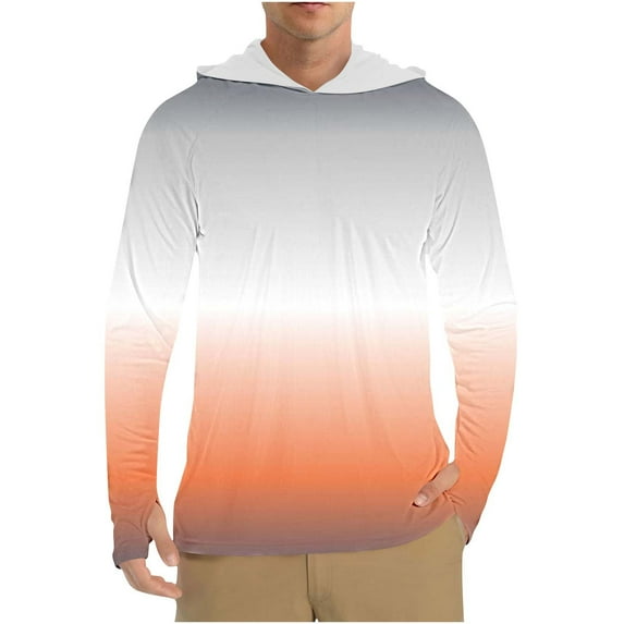 Men's Sun Protection Hoodie Shirt UPF 50+ Long Sleeve UV SPF T-Shirts Rash Guard Fishing Swimming Lightweight Gray M