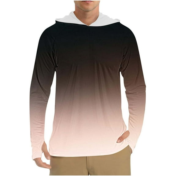 Men's Sun Protection Hoodie Shirt UPF 50  Long Sleeve UV SPF T-Shirts Rash Guard Fishing Swimming Lightweight Rose Gold XXL