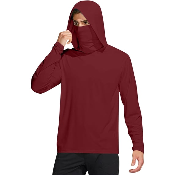 Men's Sun Protection Hoodie UPF 50+ UV Long Sleeve Shirt Men Rash Guard Performance Fishing Hiking Shirt