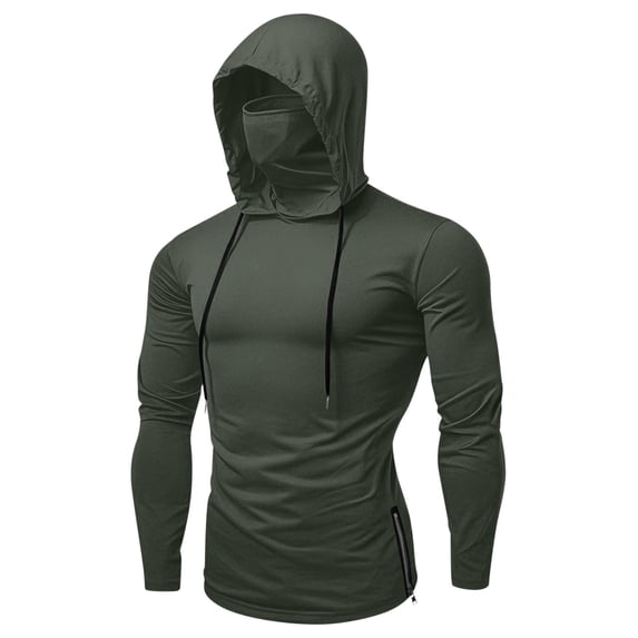 Men's Sun Protection Hoodies Plus Szie Face Mask Zipper Drawstring Summer Sunscreen Long Sleeve Workout Sweatshirts for Fishing Climbing Hiking S-2XL