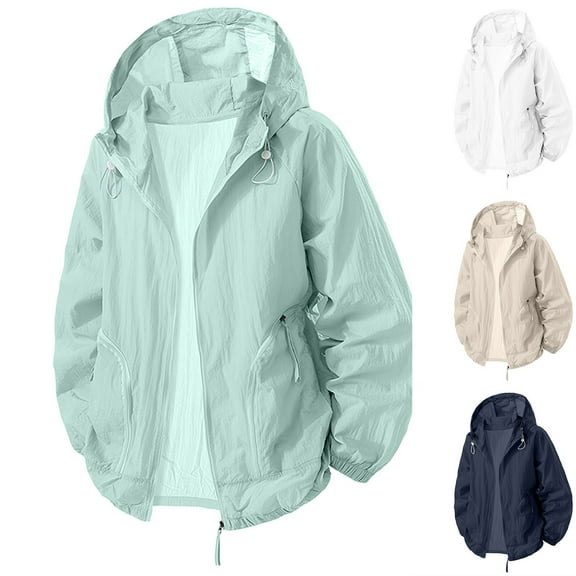 Men's Sun Protection Jacket Summer Plus Size Long Sleeve Hooded Sun Hoodies Lightweight Coats with Pockets Summer Casual Outdoor Hiking Fishing Sun Protection Clothes