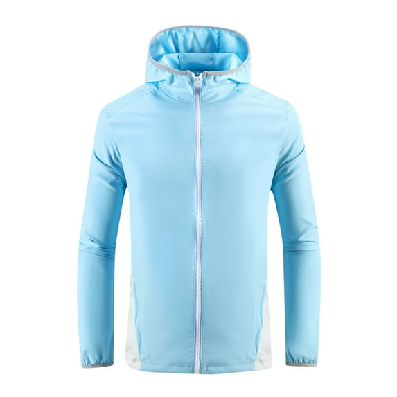 Men's Sun Protection Jacket With Breathable Holes Thin Breathable And Slightly Elastic Sun Protection Top Solid Color Long Sleeved Hooded Top
