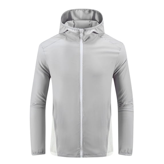 Men's Sun Protection Jacket With Breathable Holes Thin Breathable And Slightly Elastic Sun Protection Top Solid Color Long Sleeved Hooded Top