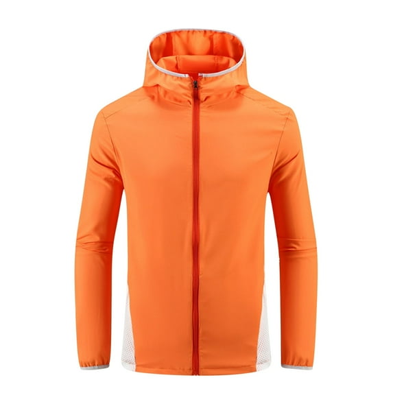 Men's Sun Protection Jacket With Breathable Holes Thin Breathable And Slightly Elastic Sun Protection Top Solid Color Long Sleeved Hooded Top