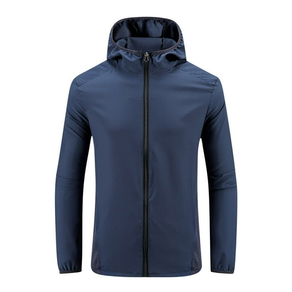 Men's Sun Protection Jacket With Breathable Holes Thin Breathable And Slightly Elastic Sun Protection Top Solid Color Long Sleeved Hooded Top