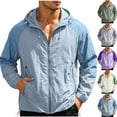 thumbnail image 1 of Men's Sun Protection Jacket Zip Up Hoodie Lightweight Quick Dry Long Sleeve Outdoors Sweatshirt Zipper Pockets (XL, Light Blue), 1 of 8