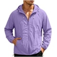 thumbnail image 1 of Men's Sun Protection Jacket Zip Up Hoodie Lightweight Quick Dry Long Sleeve Outdoors Sweatshirt Zipper Pockets (XL, Purple|Solid), 1 of 8