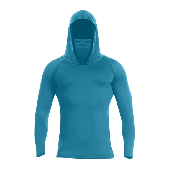 Men's Sun Protection Long Sleeve Fishing Shirt UPF 50+ with Mask, Fishing Shirts, Lightweight Outdoor Quick Dry Sports Top Dark Green XL