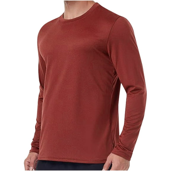 Men's Sun Protection Long Sleeve Tee Lightweight Breathable Crew Neck T-Shirt Casual Top for Fishing Workout