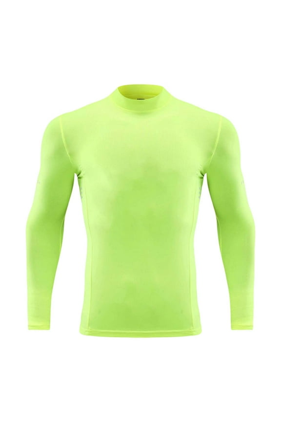 Men's Sun Protection Neck Long Sleeve Compression Shirt Slim Fit Athletic Top for Workout Training and Outdoor Activities