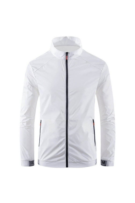 Men's Sun Protection Outdoor Lightweight Quick Dry Jacket Full Zip Shand Collar Jacket Long Sleeve Fishing Hiking Running Swim Shirt