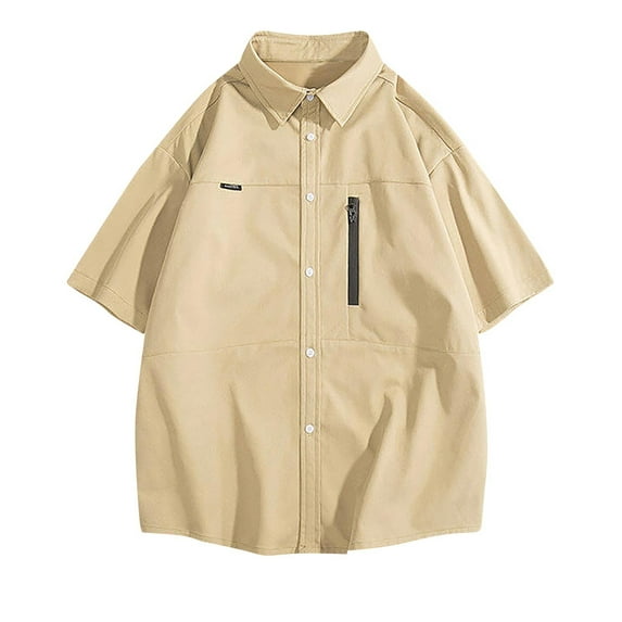 Men's Sun Protection Shirt Water Resistant Short Sleeve Button Down Shirt Quick Dry Cooling for Hiking Fishing